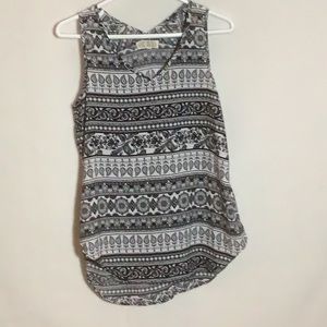 Pink Rose Black and White Sleeveless Top